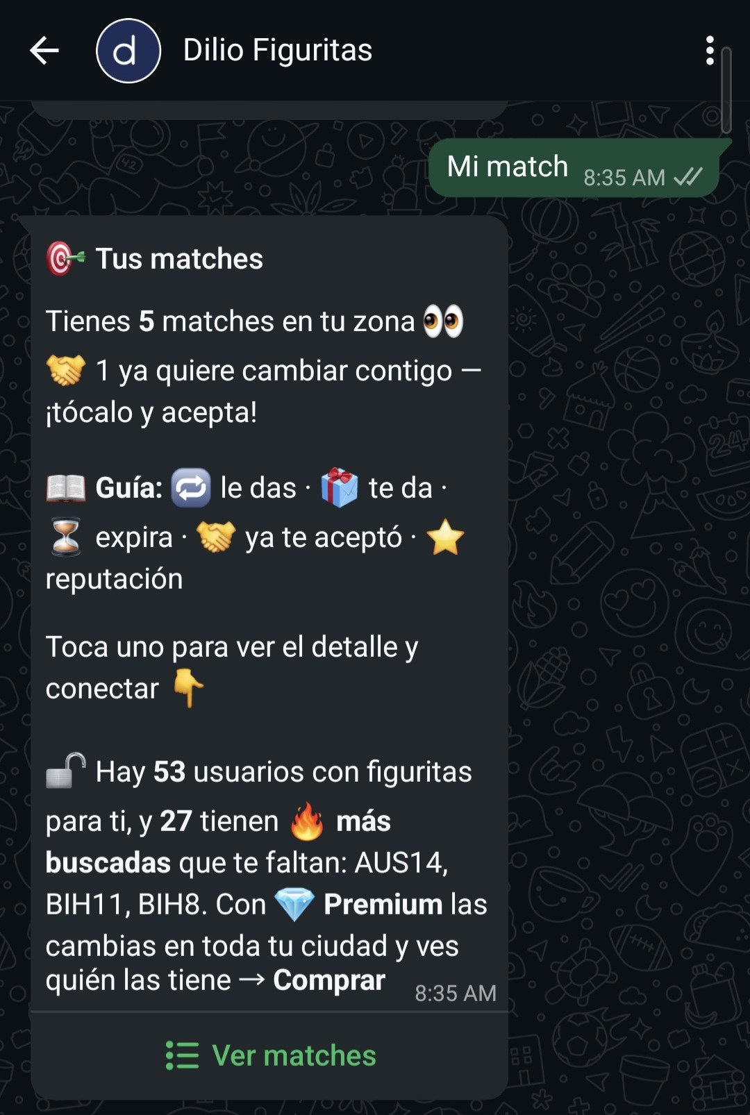 Upsell contextual dentro de un match