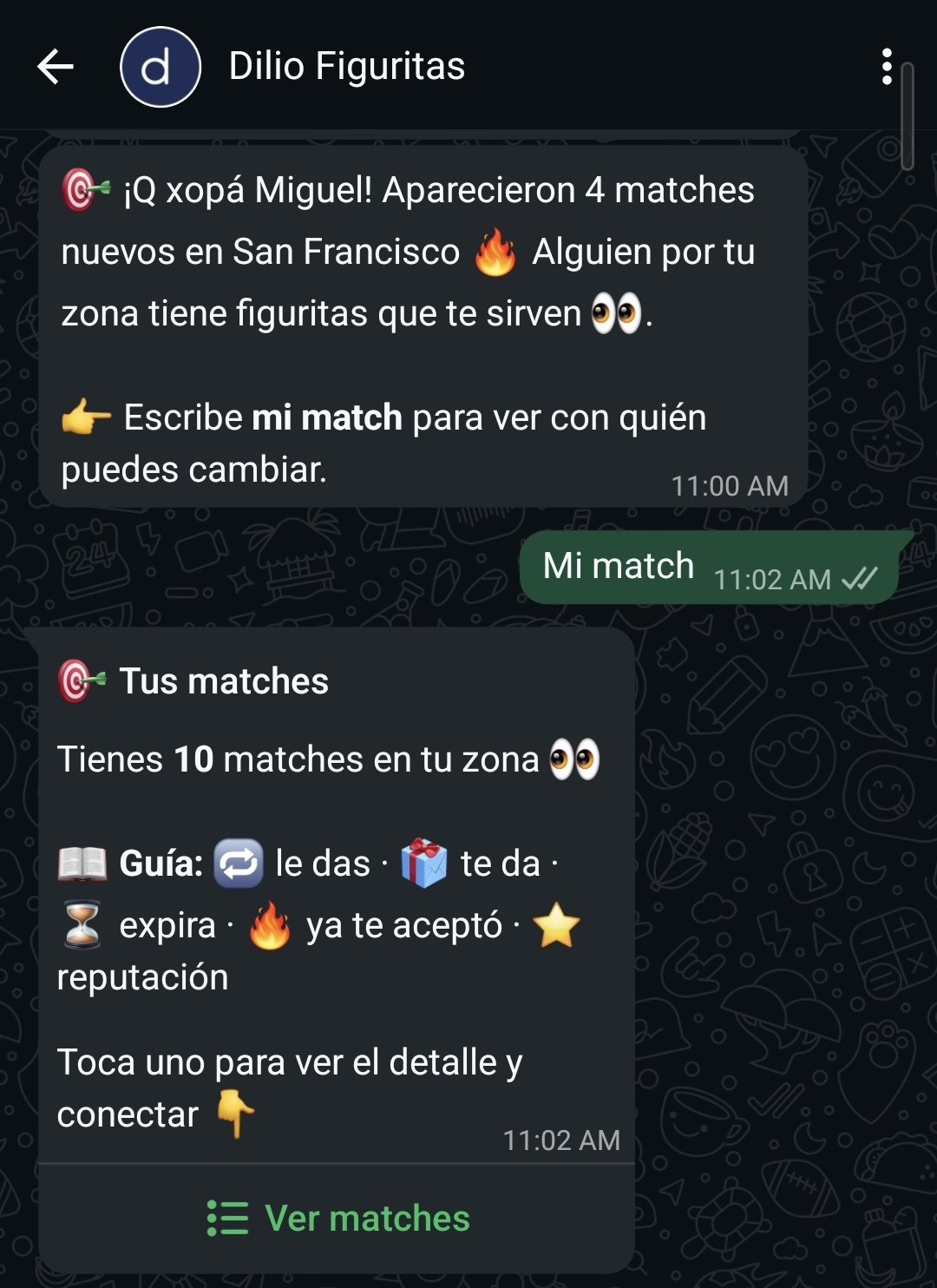 Tarjeta de match