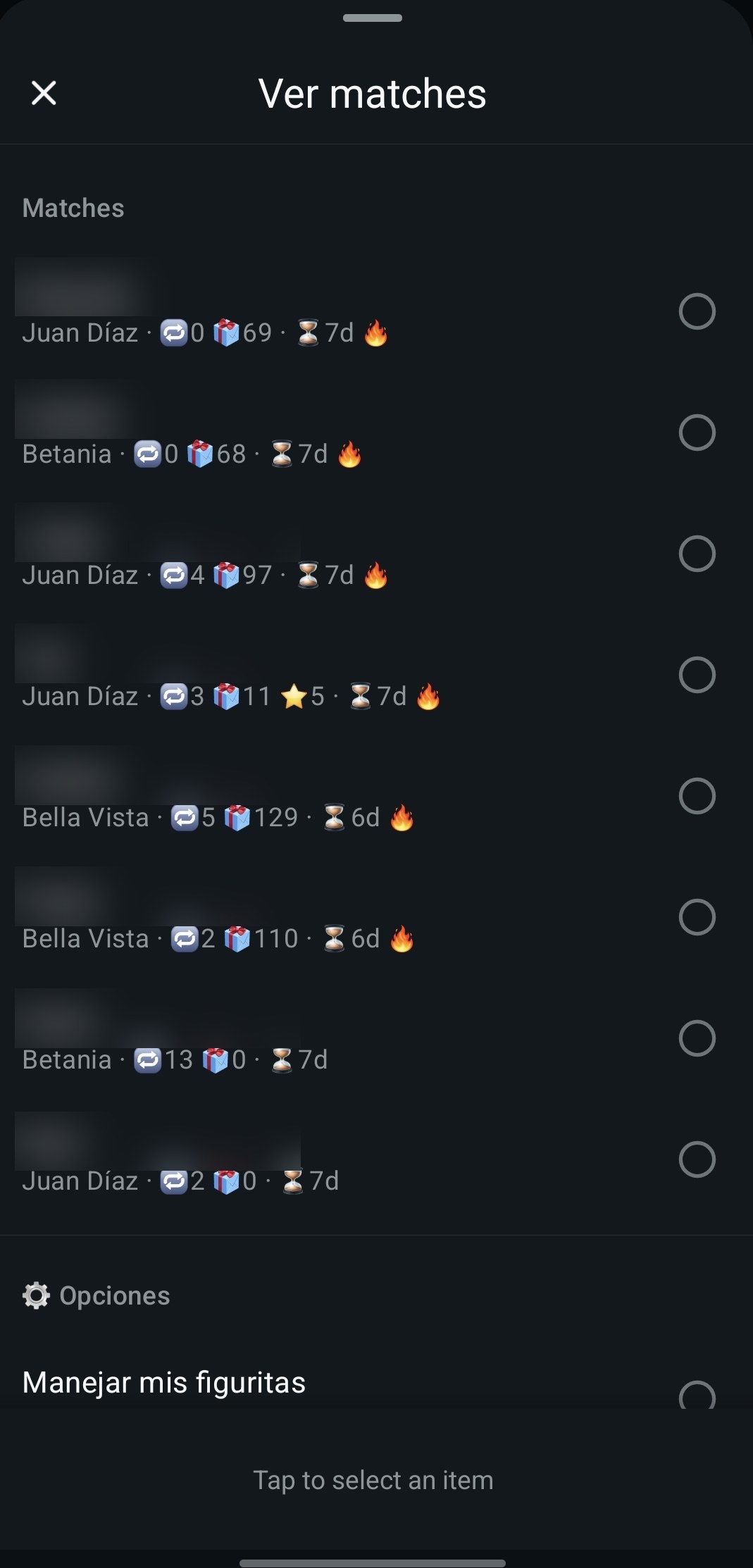 Lista de matches