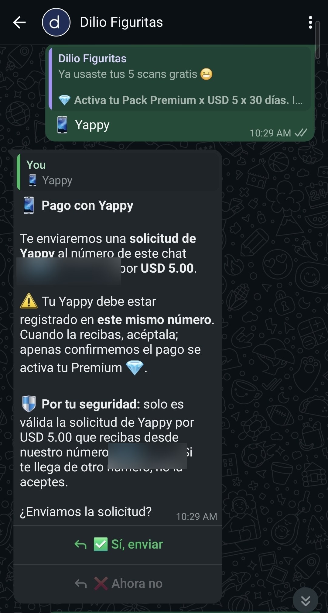 Métodos de pago: tarjeta o Yappy